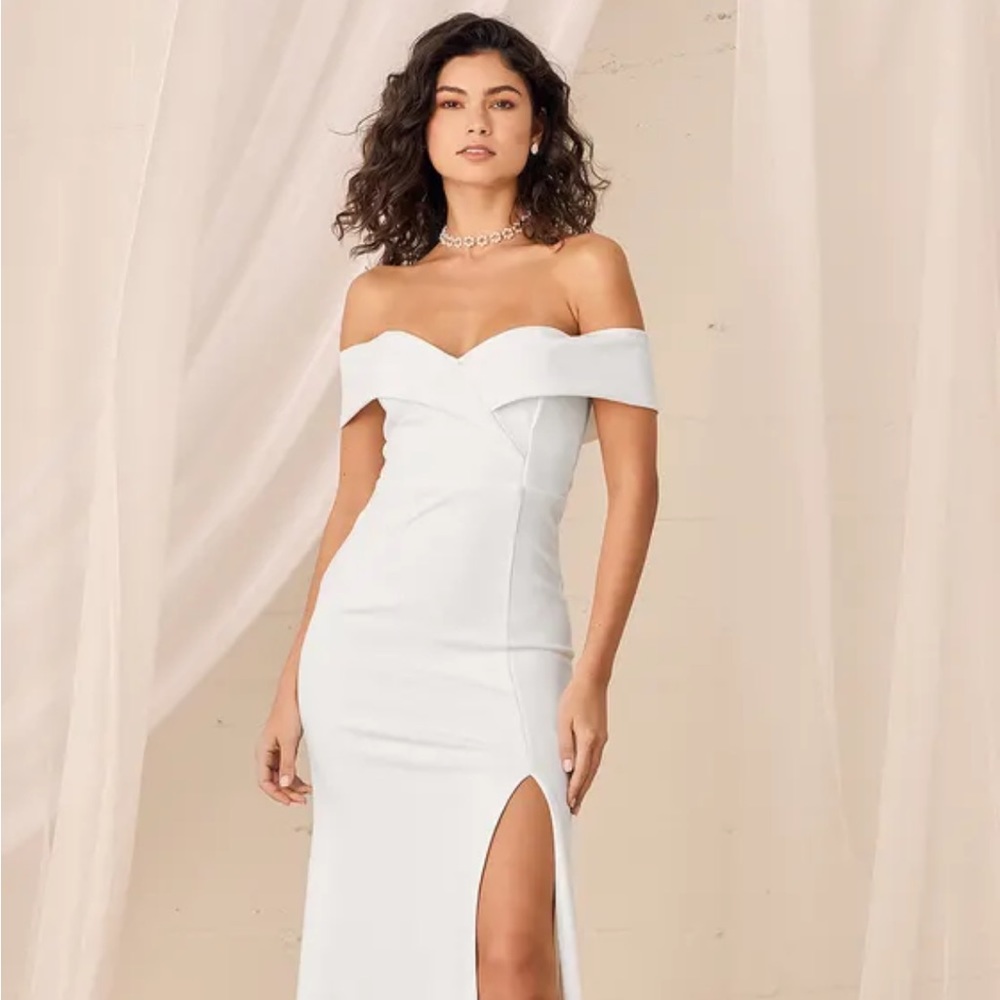 Lulus Song of Love White Off the shoulder Maxi Dress